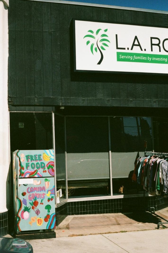 Glassell Park Community Fridge in front of L.A. Road Thrift Store