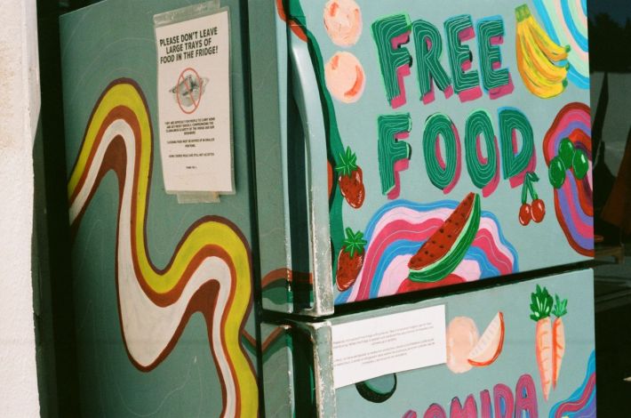 Glassell Park Community Fridge in front of L.A. Road Thrift Store