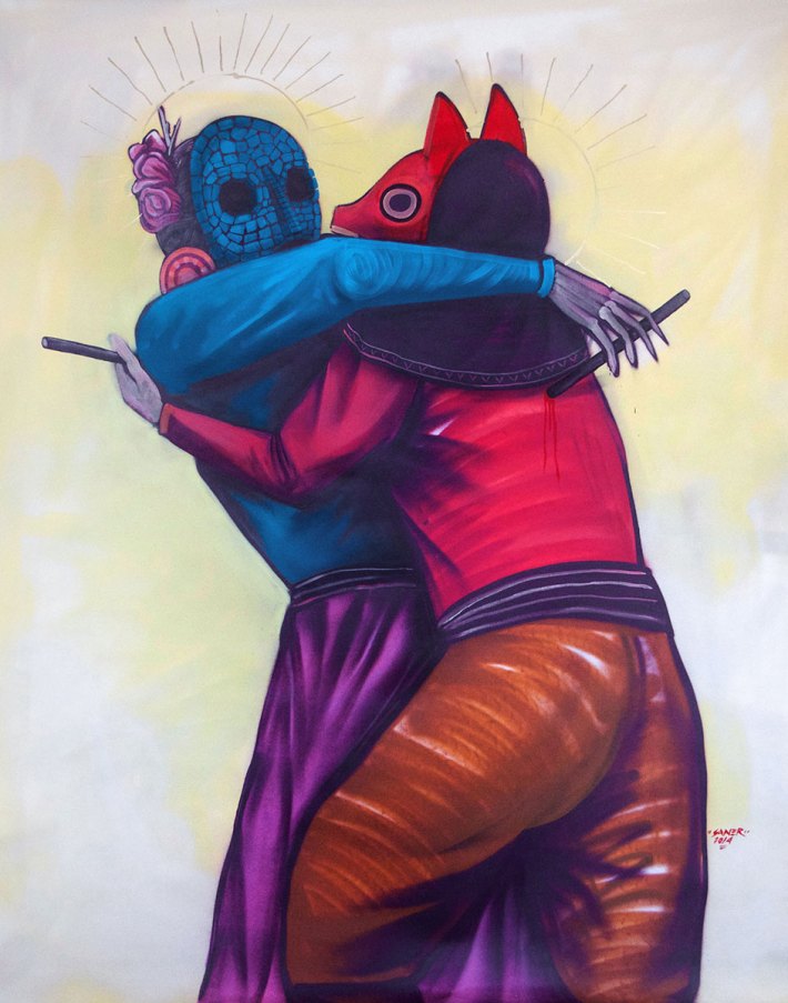 Los amantes nunca mueren Saner Acrylic and spraypaint on canvas 150 x 120 cm