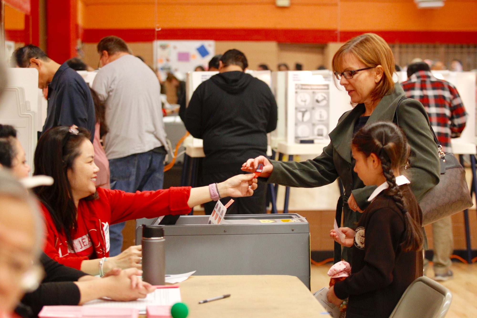 people at a voting center