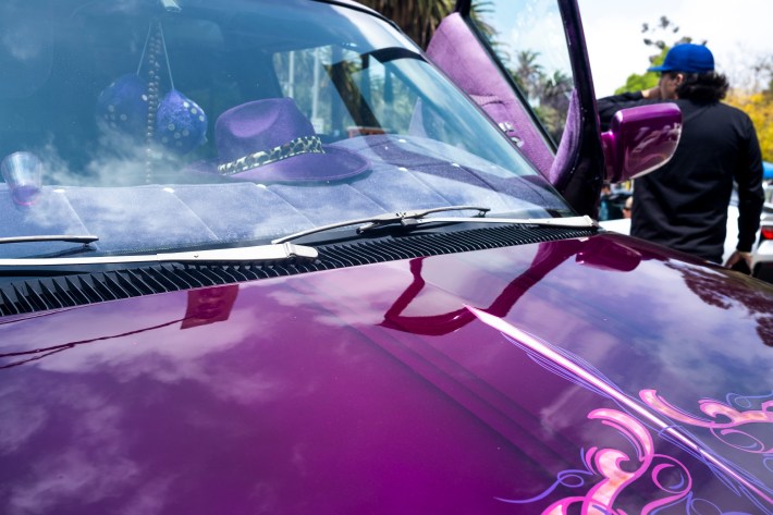 A purple airbrushed truck.