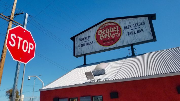 The signage outside Benny Boy Brewing.