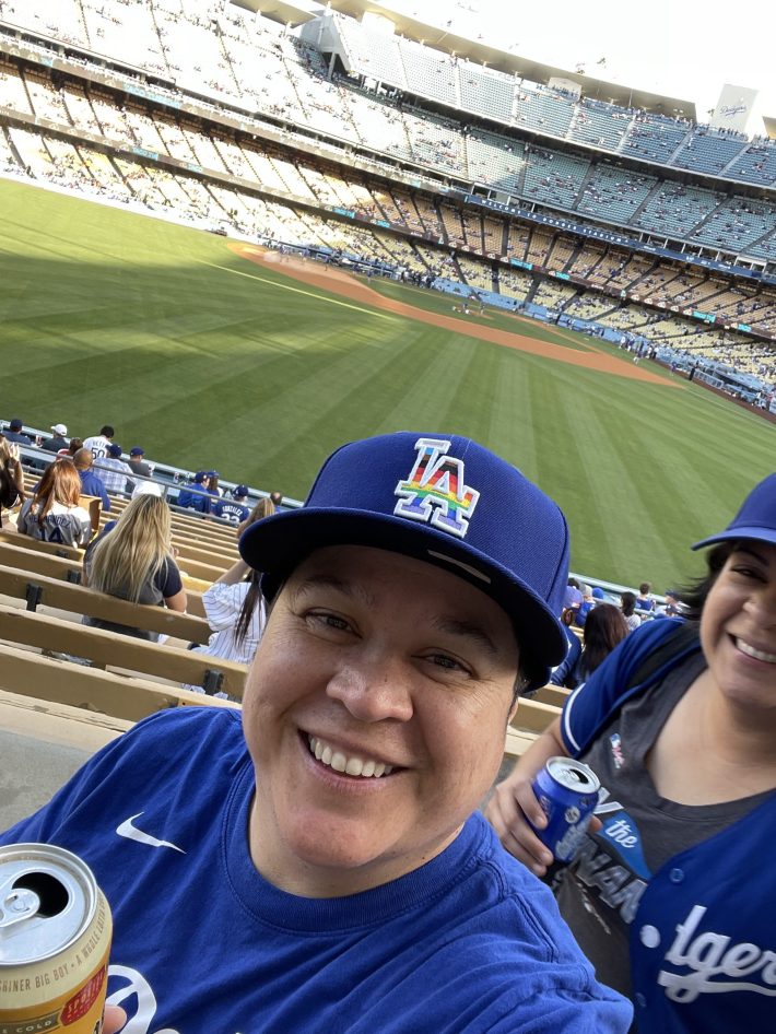 Every player and umpire wore rainbow logos for Dodgers Pride Night