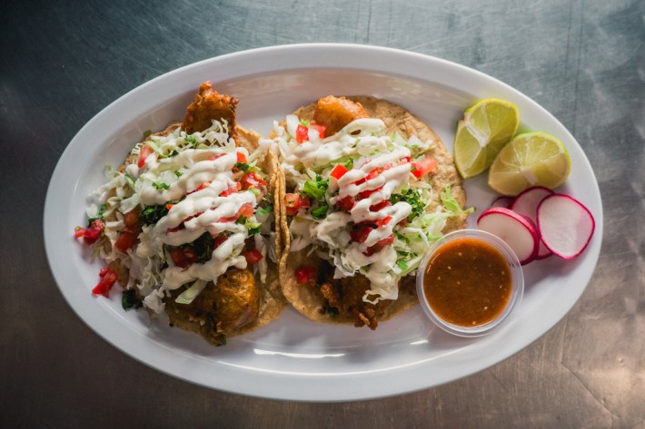 Fish tacos at Mariscos El Rincón De Nayarit in Los Angeles, CA