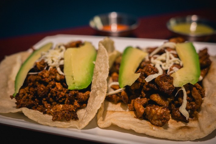 Chorizo and asada tacos at Tlayuda L.A.