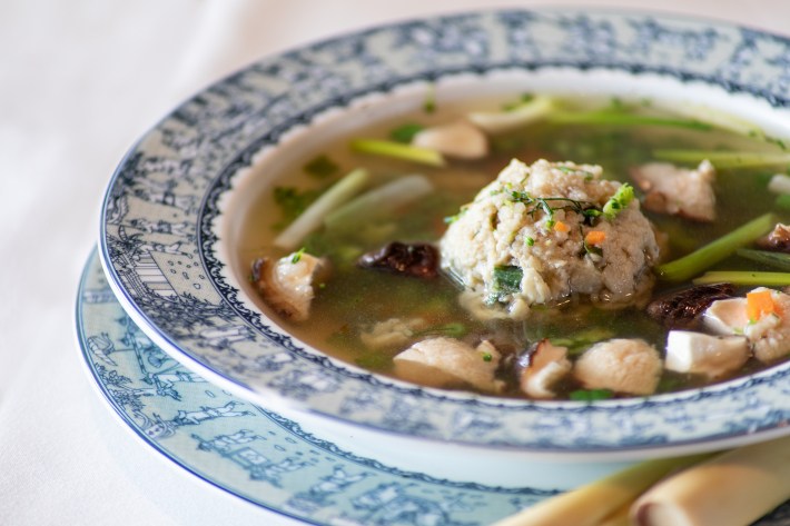 Matzoh ball pho at Crustacean restaurant