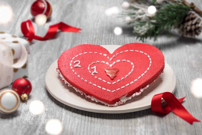 A heart-shaped cookie inspired by the Grinch