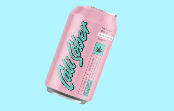 A pink can of Cali Sober cannabis beverage