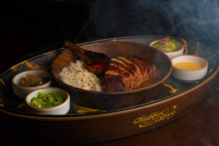 A steaming duck curry at Chubby Curry in Beverly Hills