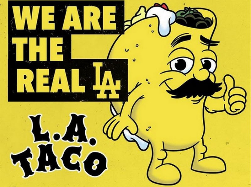 A carto9on figure known as Tacoman, showing a thumbs up