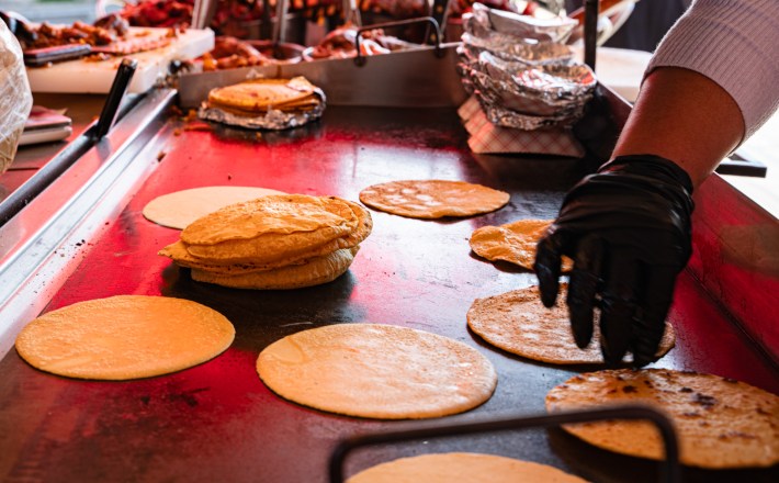 Carnitas Los Gabrieles makes all their corn tortillas by hand, which gives her an advantage over other carnitas specialists in town.