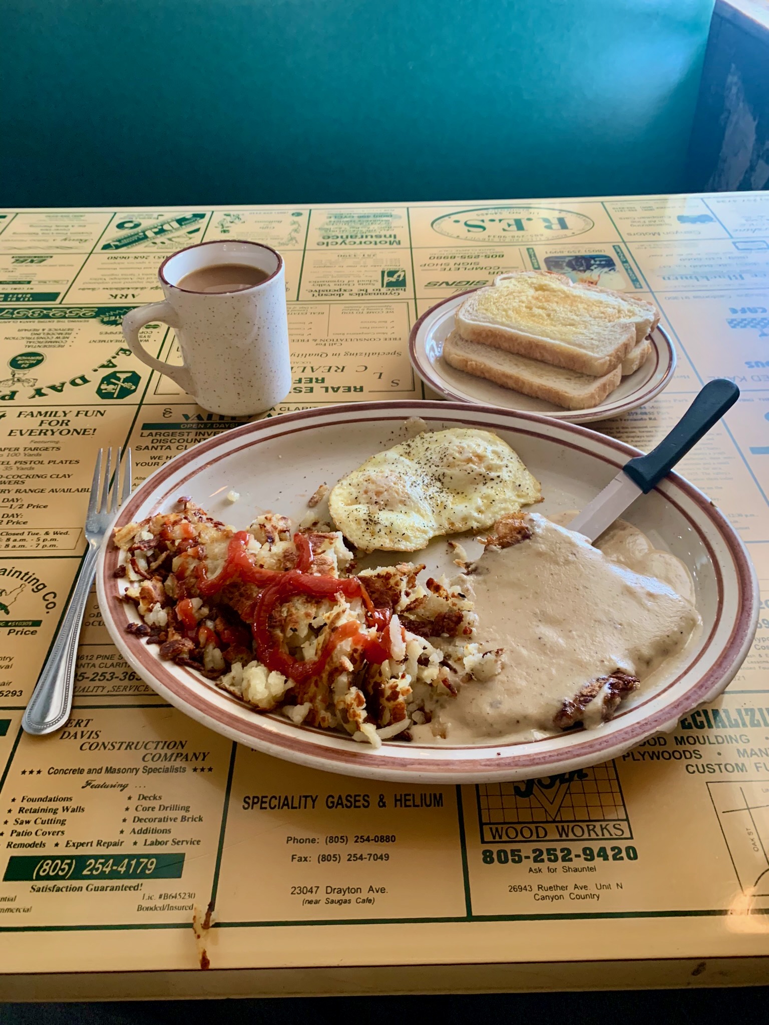 Chicken-fried steak and eggs at Saugus Cafe. Photo by Jake Hook for L.A. TACO.
