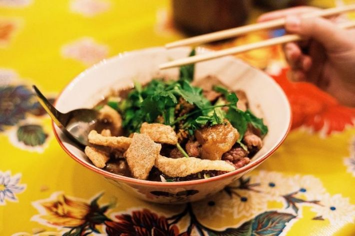 A bowl of cannabis-infused boat noodles