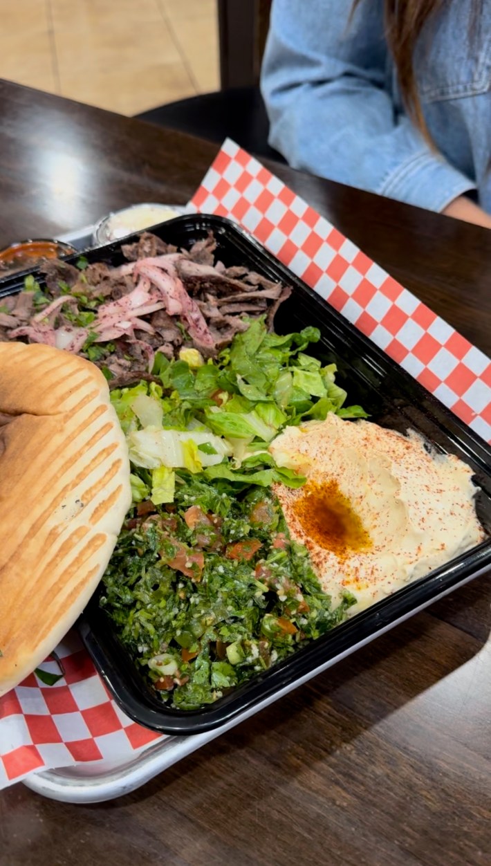 A lamb fat basted shawarma plate at Shawarma House. Photo by Javier Cabral for L.A. TACO.