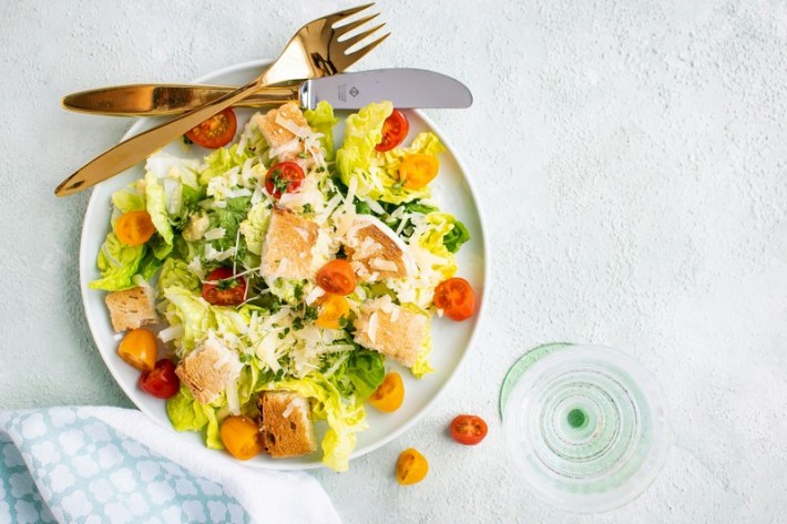 Caesar salad with cherry tomatoes