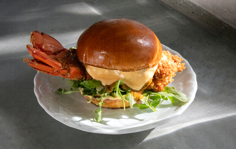 A whole lobster katsu burger.