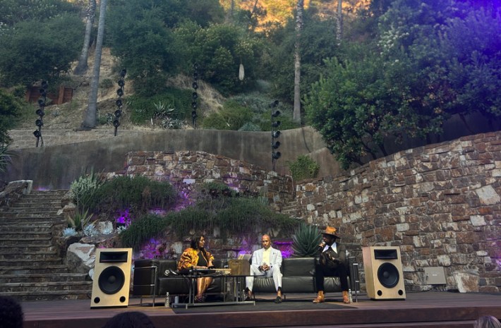 Tana Yonas interviewing Ali Shaheed Muhammad and Adrian Younge at The Ford Amphitheater on the evening of Tuesday, July 16th, 2024