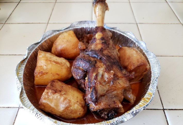 kazan kebab with lamb in a foil dish