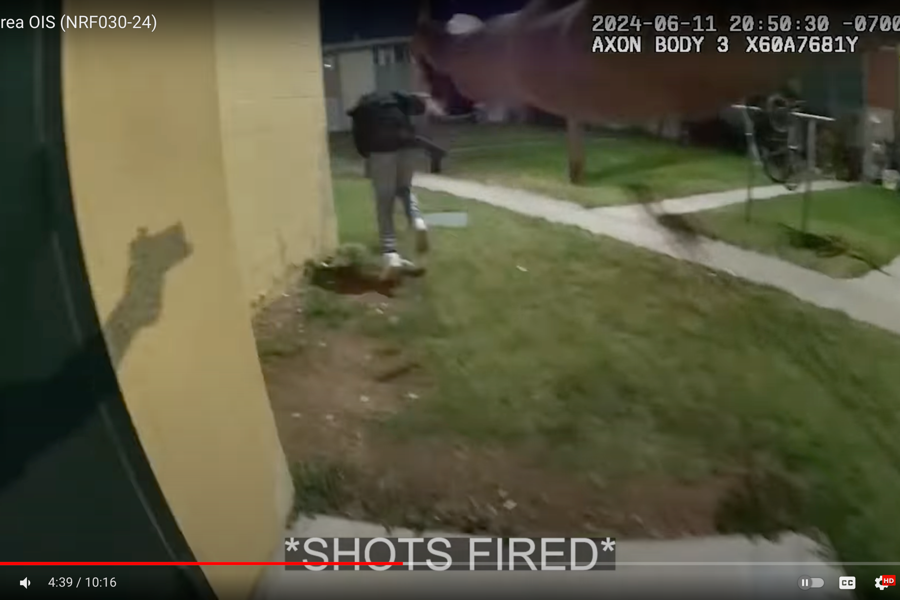 Body camera footage shows officer Daniel Ramirez holding up his gun and shooting Alexander Aguilar-Larios in the back on June 14, 2024, as Aguilar-Larios falls to the ground.