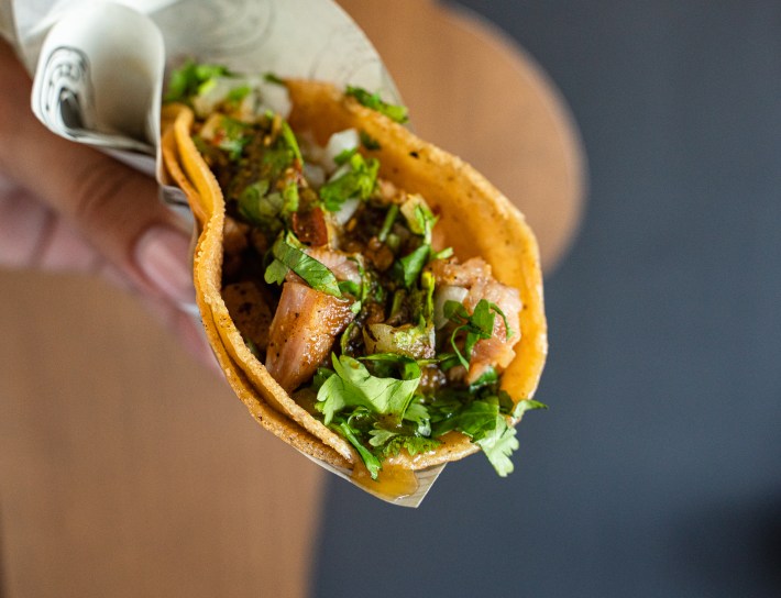 Taco de adobada. Photo by Memo Torres for L.A. TACO.