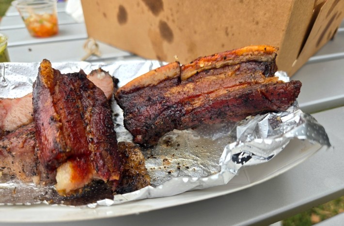 Chicharron (skin-on pork belly) at Asados To Go