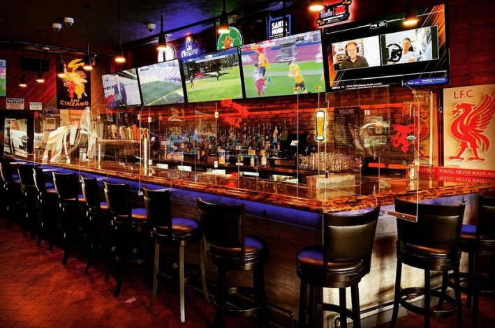 The bar at a British pub called Joxer's Daly, in Culver City