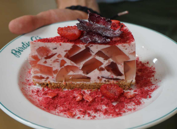 A slice of rose petal pie at Birdie G's