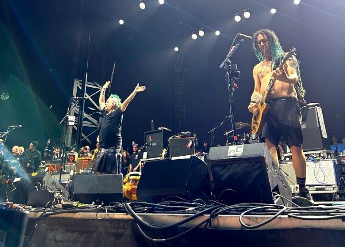 Fat Mike and Eric Melvin of NOFX, performing live in San Pedro