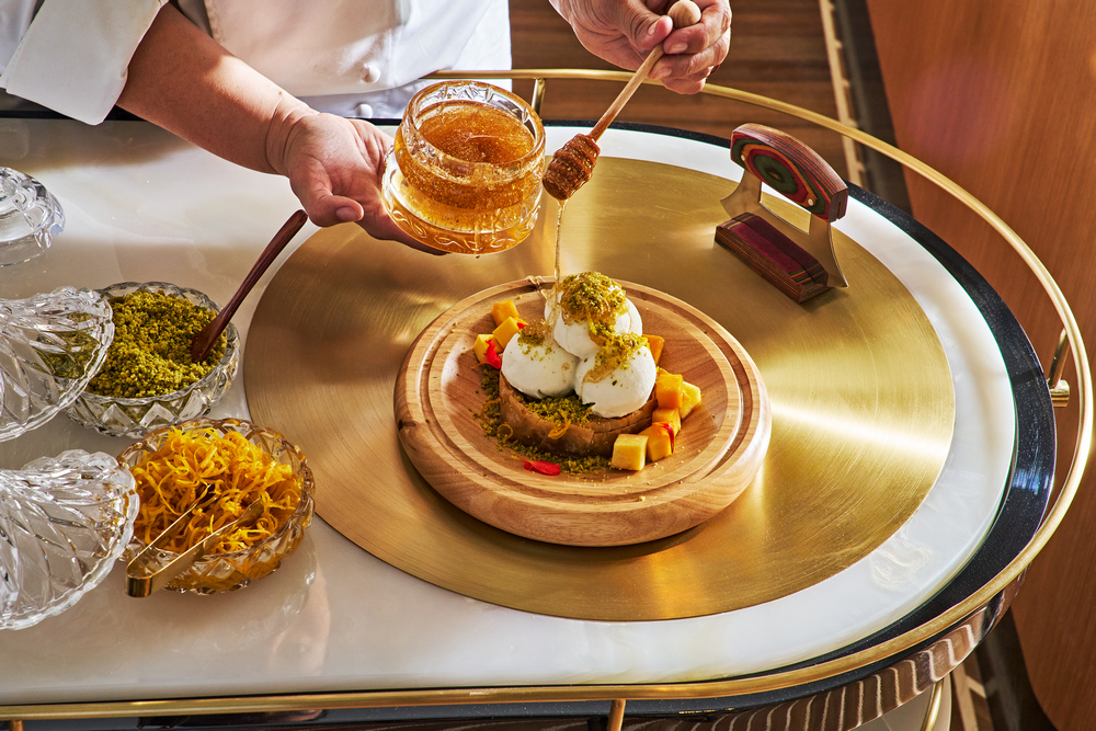 Tableside baklava service at Orla in Santa Monica