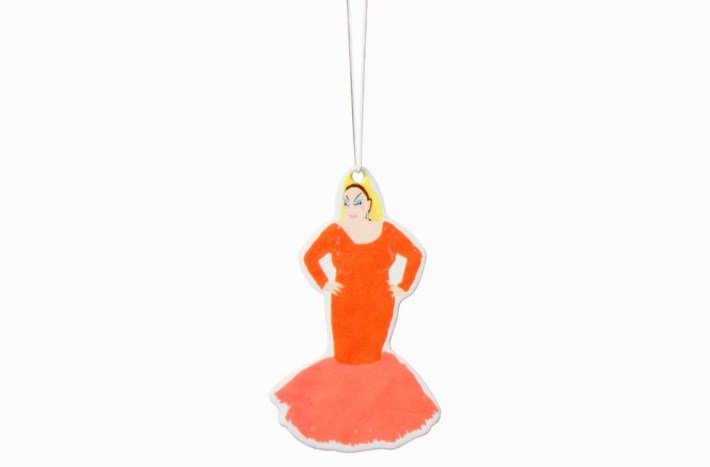 An air freshener that depicts Divine from the film Pink Flamingos.