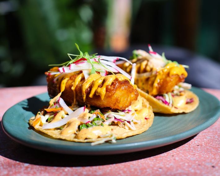 Red snapper tacos on housemade tortillas at Tacolina.