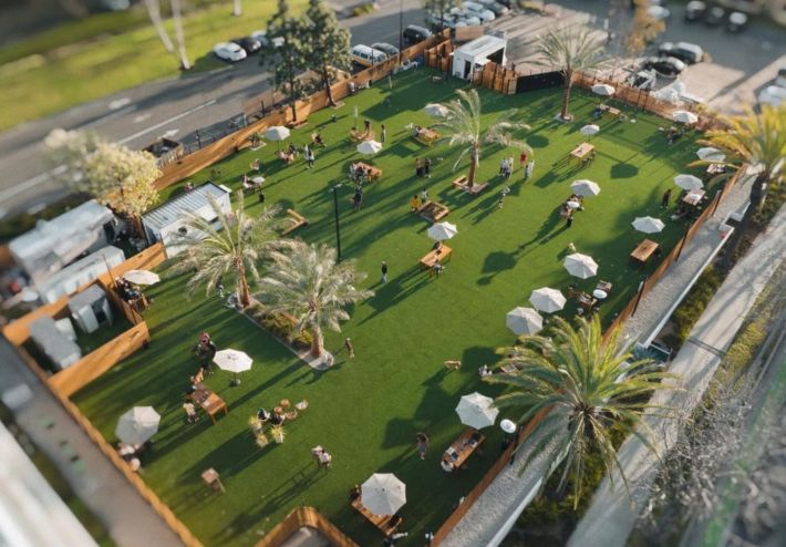overview from the sky of the restaurant.