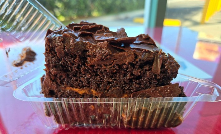 A slice of chocolate cake