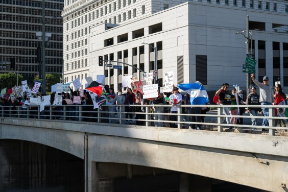 Amid Wildfires, Hundreds Peacefully Protest Mass Deportation Threats In Downtown Los Angeles