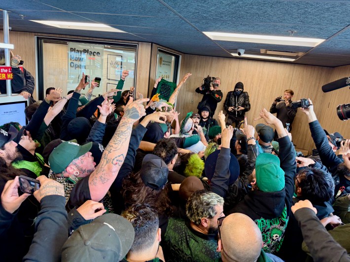Most of the fans in attendance were members of Knucklehead Tom's "Punk Rock Fight Club."
