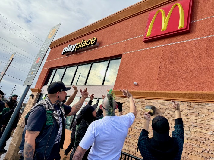 Knuckleheadz flipping off the McDonald's they just played at.