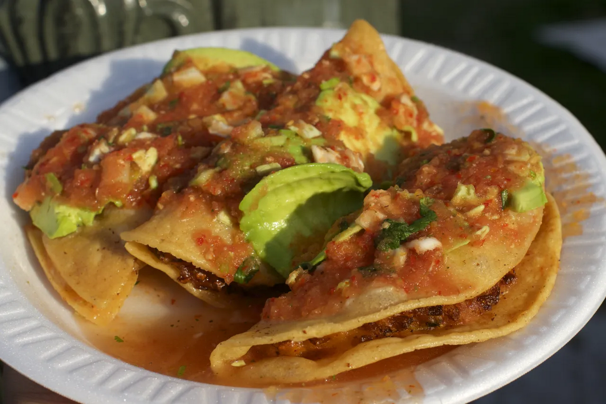 2 tacos dorados de camarones at Mariscos Jalisco