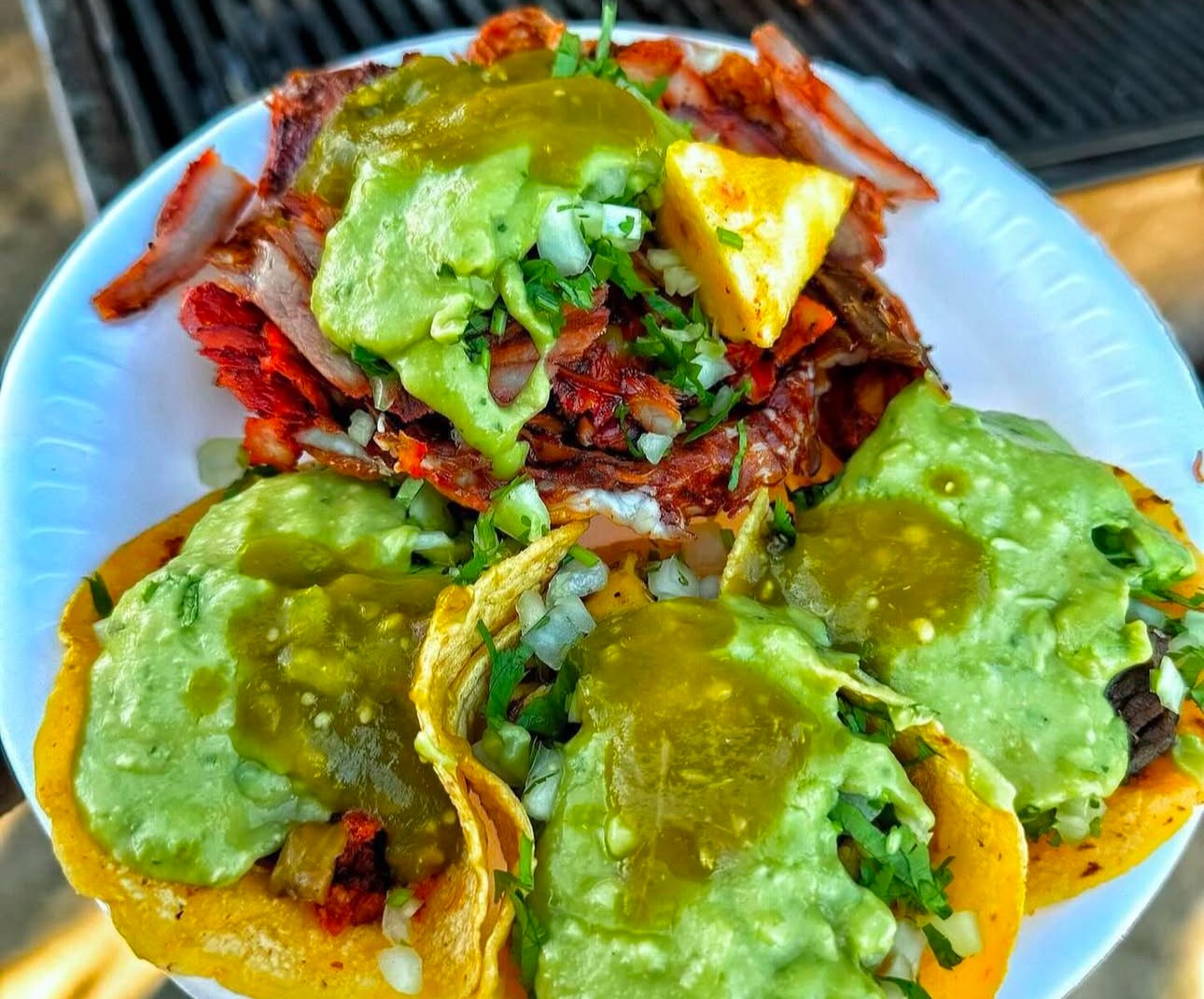 A plate of Angel's Tijuana Tacos.