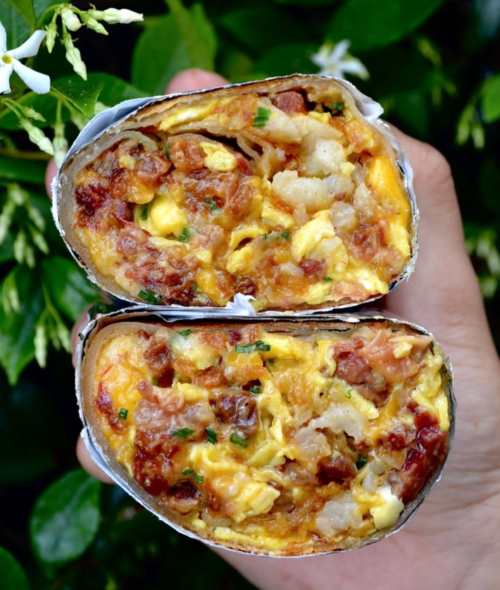 Famous breakfast burrito.