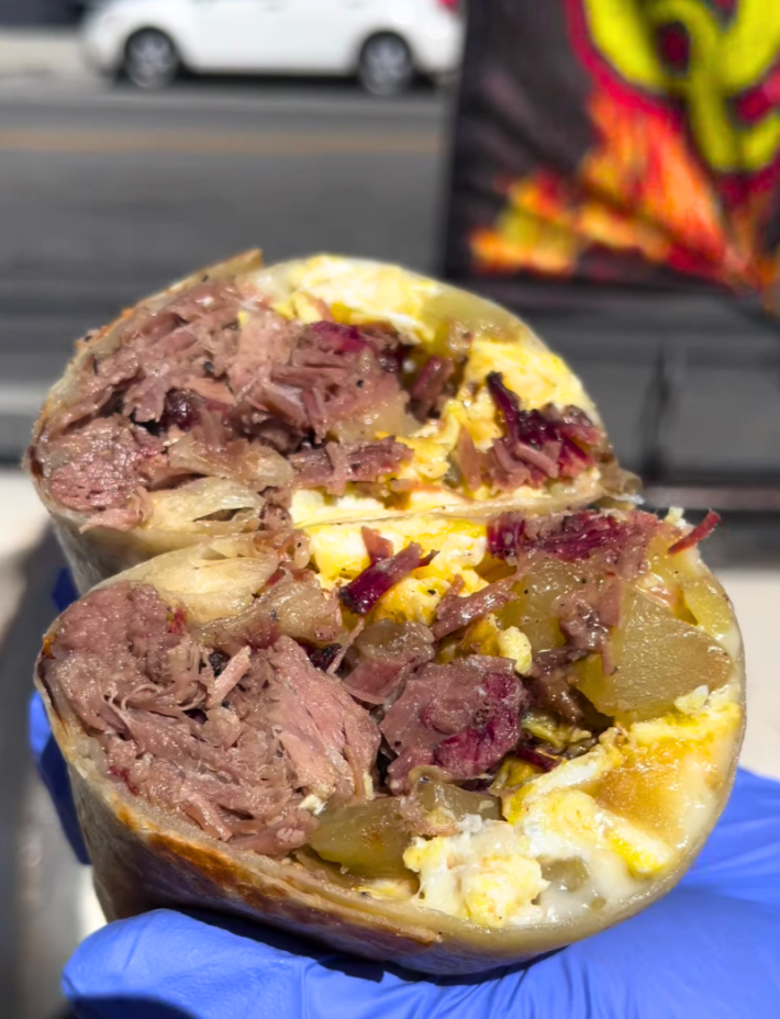 Brisket breakfast burrito.