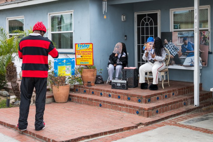 Friday production designer Bruce Bellamy on W 126th St. Photo Jared Cowan for L.A. TACO.