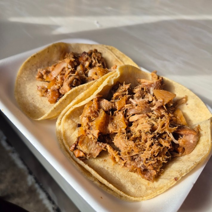 Carnitas tacos from Villa Moreliana.