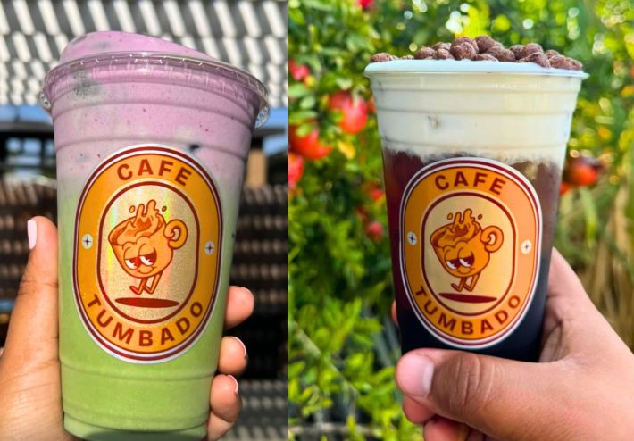 Blueberry matcha and Coco Puffs Latte.