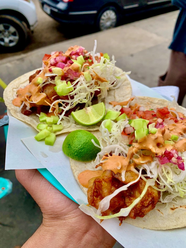 A Taco de Pescado at Mariscos Corona