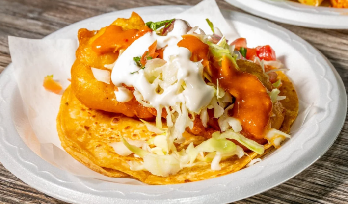 fish taco estilo Baja California.