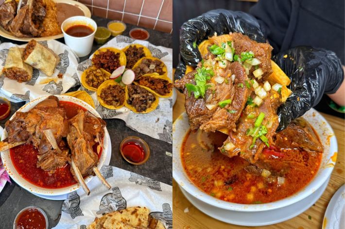 Birria de Chivo plate and tacos.