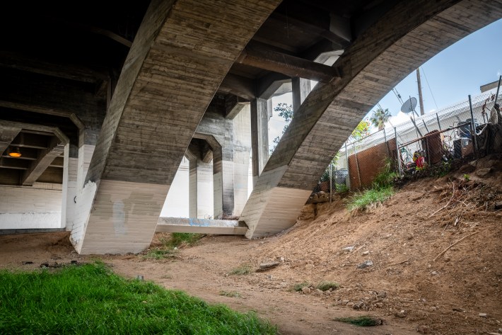 Under the Lorena Street Bridge near Lorena Street. Photo by Jared Cowan for L.A. TACO.