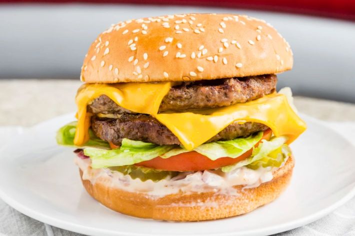 Classic double cheese burger.