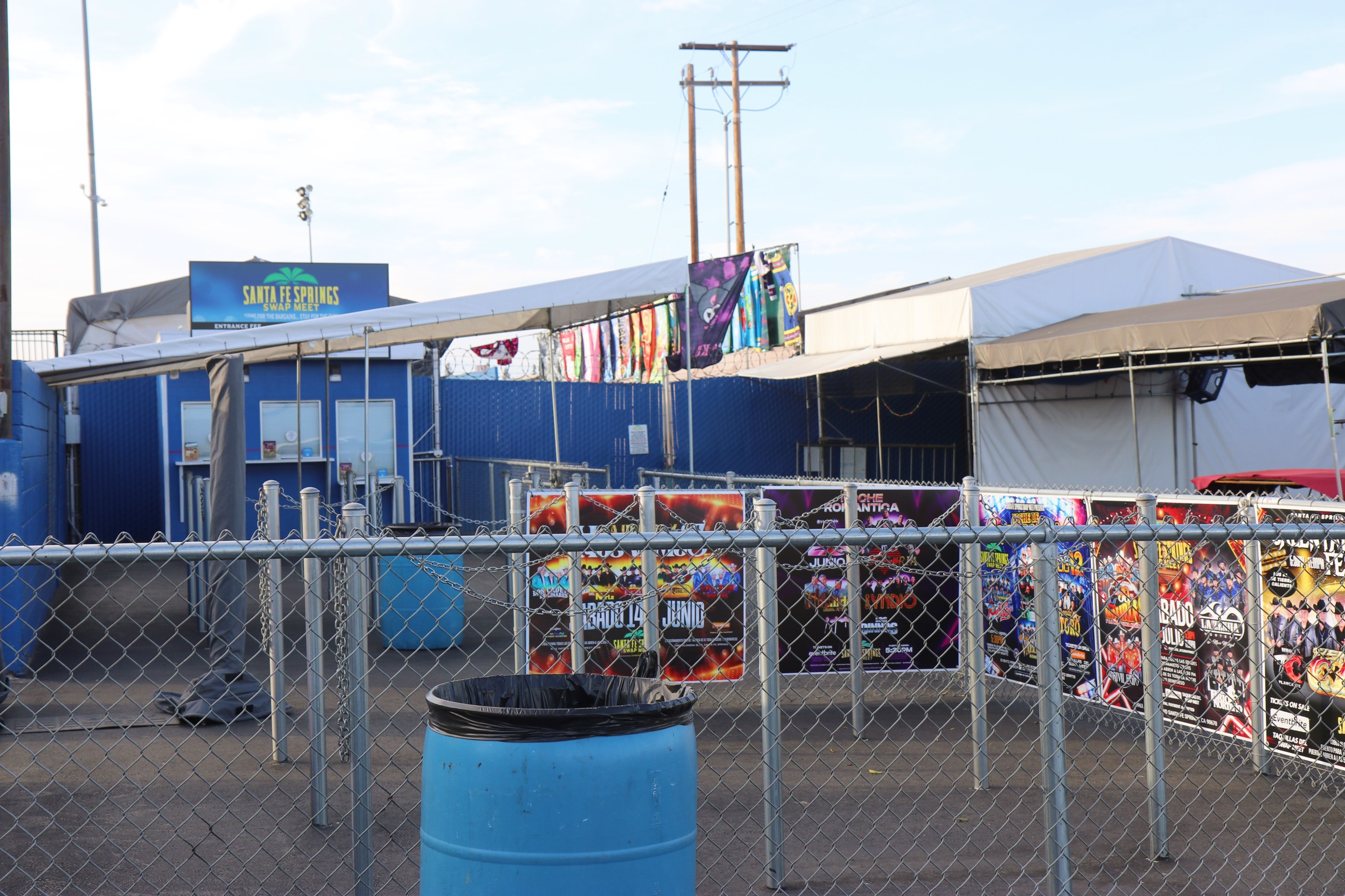 Santa Fe Springs Swap meet on Saturday evening empty and closed after Saturday's raid.
