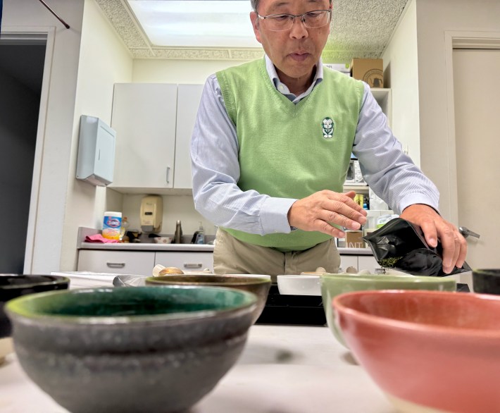 Den of Den's tea at his office in Torrance.